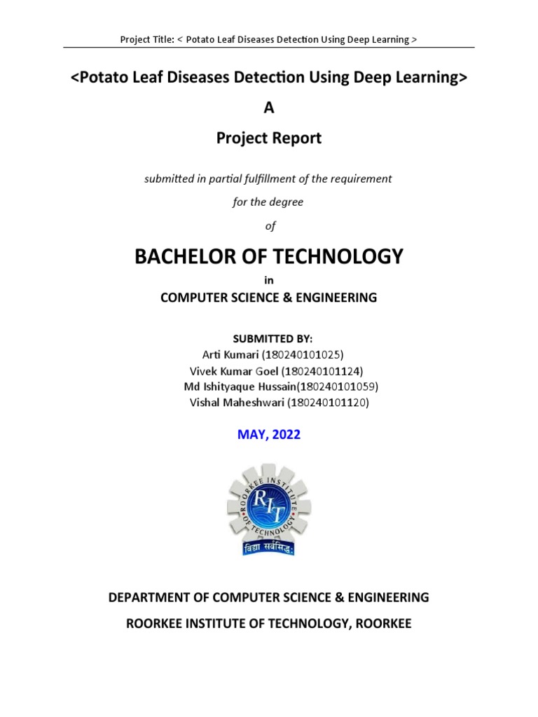 Potato Leaf Diseases Detection Using Deep Learning Report PDF