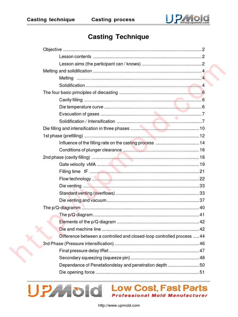 Casting Technique Casting Process PDF Casting (Metalworking