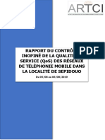 Rapport Du Contrôle Inopiné de La Qualité de Service (Qos) Des Réseaux de Téléphonie Mobile Dans La Localité de Sepidouo