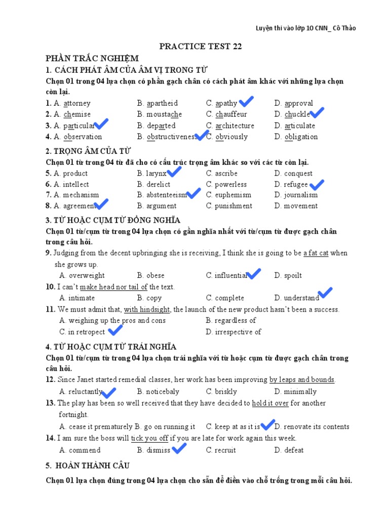 Practice Test 22 | PDF