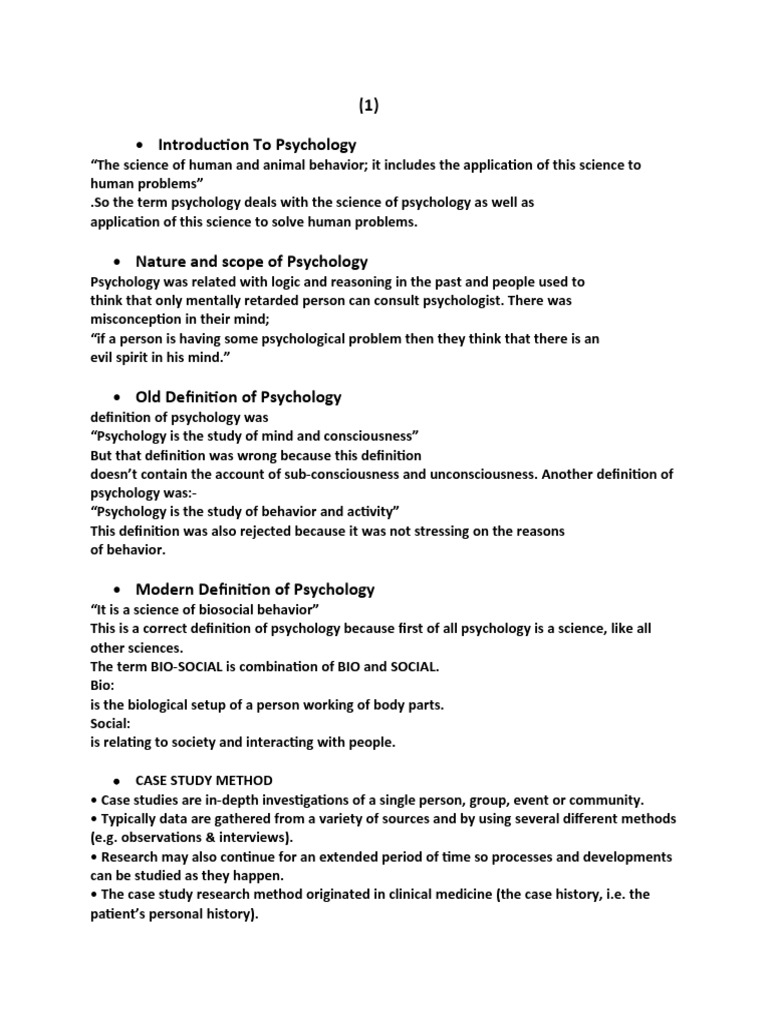 Introduction To Psychology Case Study Method PDF