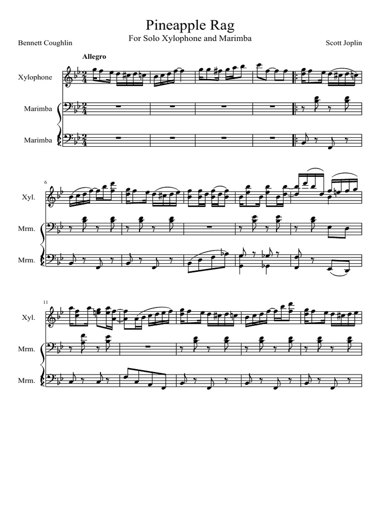 Pineapple Rag Solo Xylophone and Marimba PDF