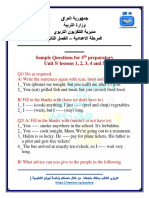 Sample Questions For 5 Preparatory Unit 5/ Lessons 1, 2, 3, 4 and 5