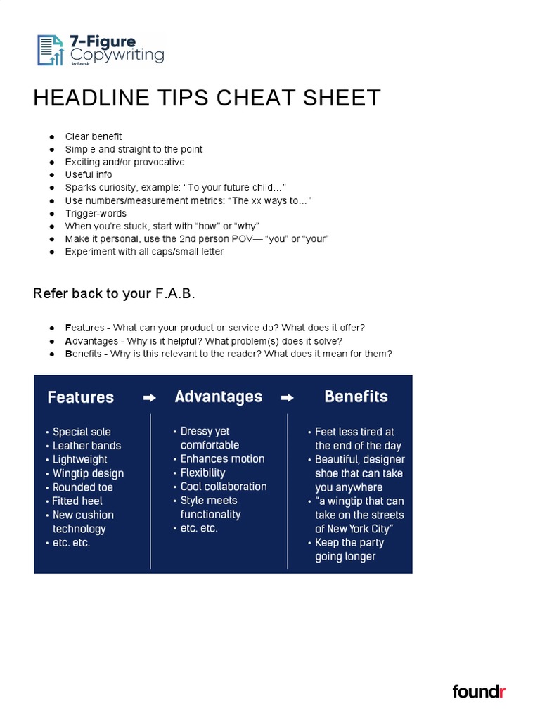 Headline Writing Tips Cheat Sheet | PDF | Career & Growth | Business