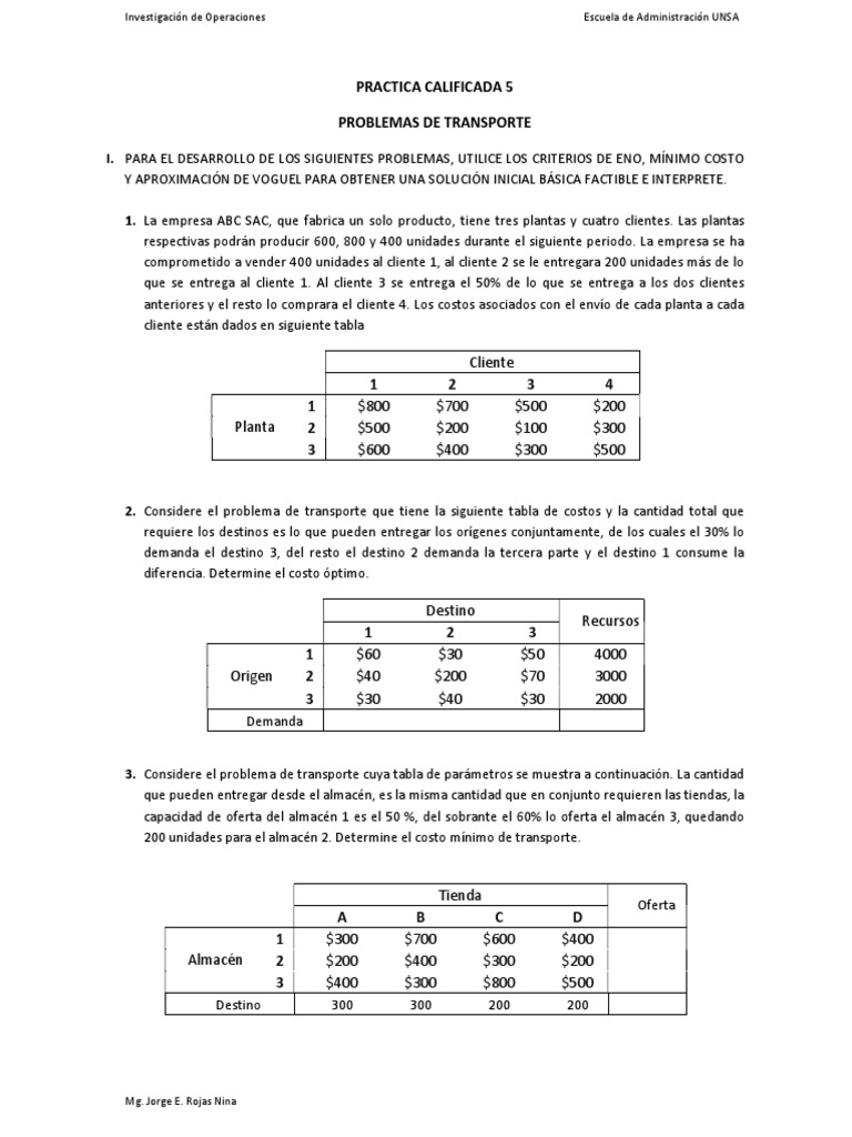 Problemas de Transporte en Investigación de Operaciones | PDF | Transporte