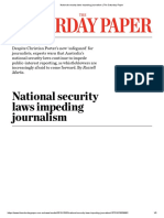READING 2 NATIONAL SECURITY National Security Laws Impeding Journalism - The Saturday Paper