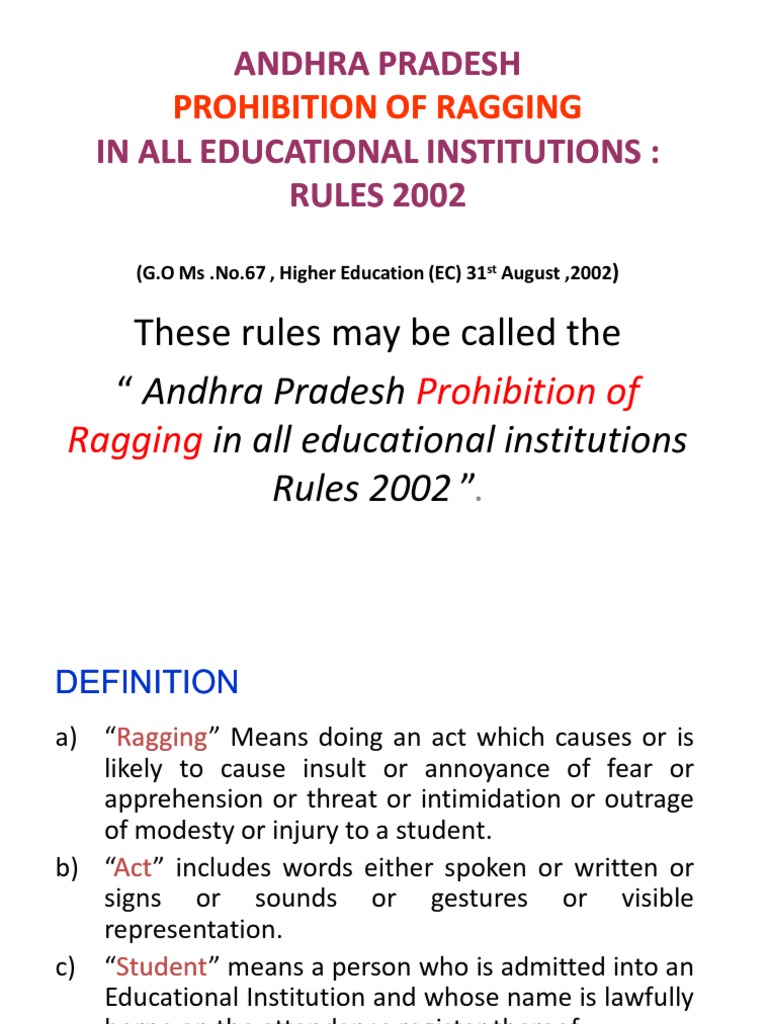 Who has the power to make rules of the prohibition of ragging act picture