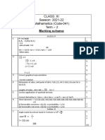 Class: Xi Session: 2021-22 Mathematics (Code-041) Term - 2: Marking Scheme
