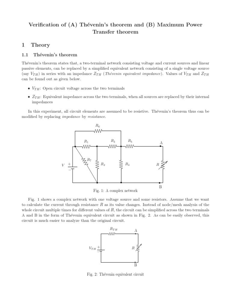 Th´evenin and Maximum Power Transfer Verification | PDF | Electrical ...