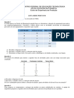 Lista de Exercícios - REDES PERT - CPM