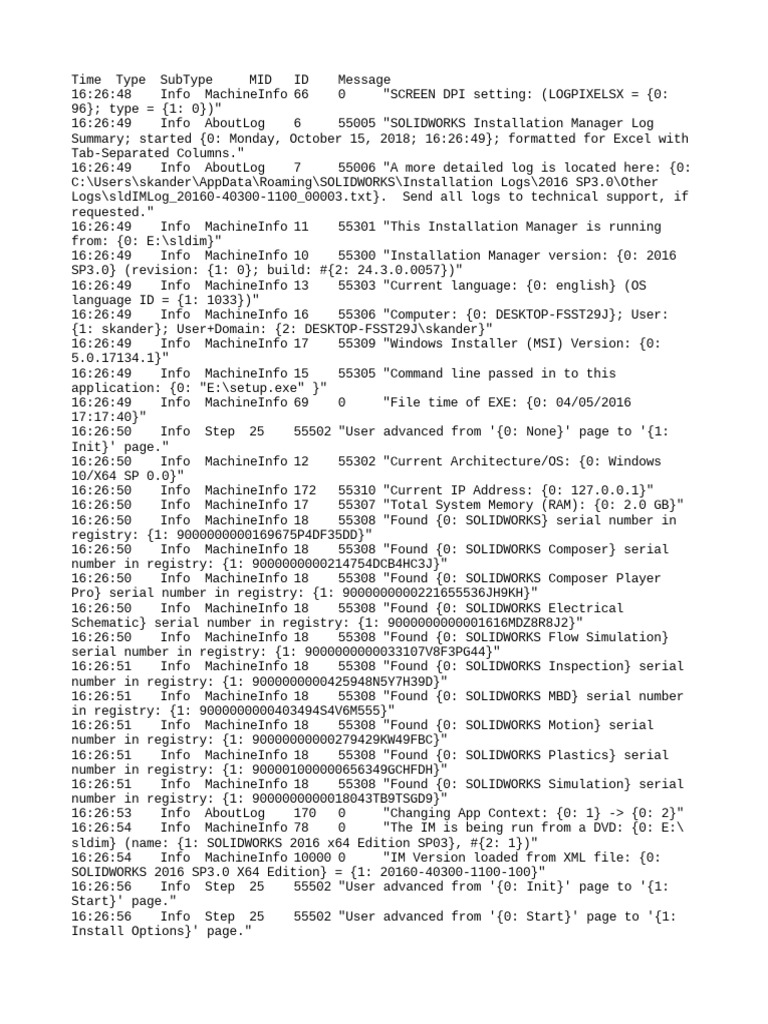 SOLIDWORKS 2016 SP3 Installation Log | PDF | Visual Basic For ...