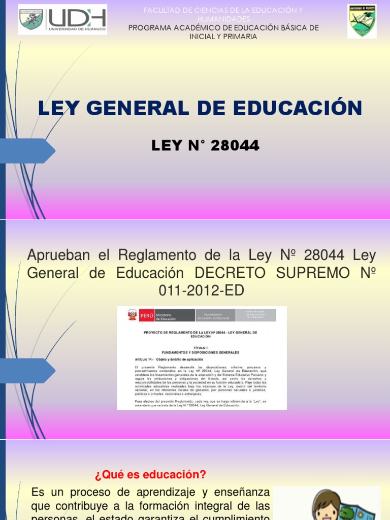 Ley General de La Educación | PDF | Plan de estudios | Educación primaria
