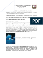 Guía de Química para el Grado 10 sobre Transformaciones y Clasificación de la Materia