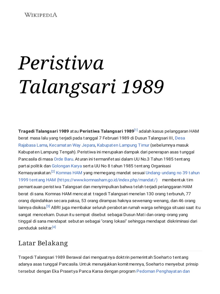 Tragedi Talangsari 1989: Pelanggaran HAM | PDF