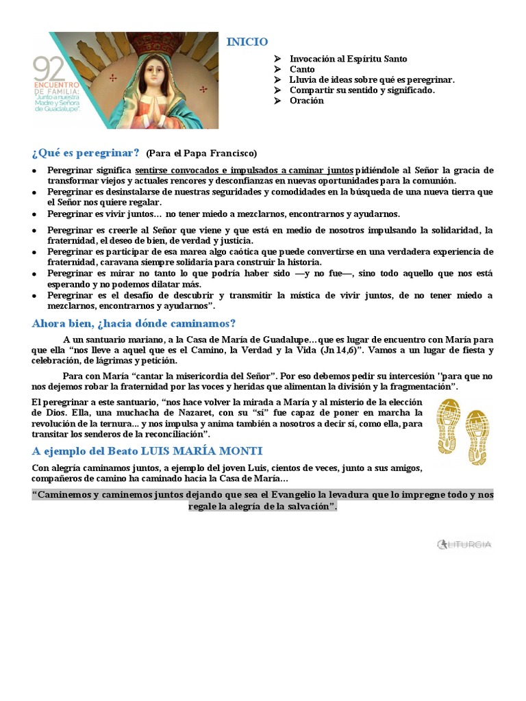 Significado y sentido de peregrinar | PDF | María, madre de Jesús | Oración