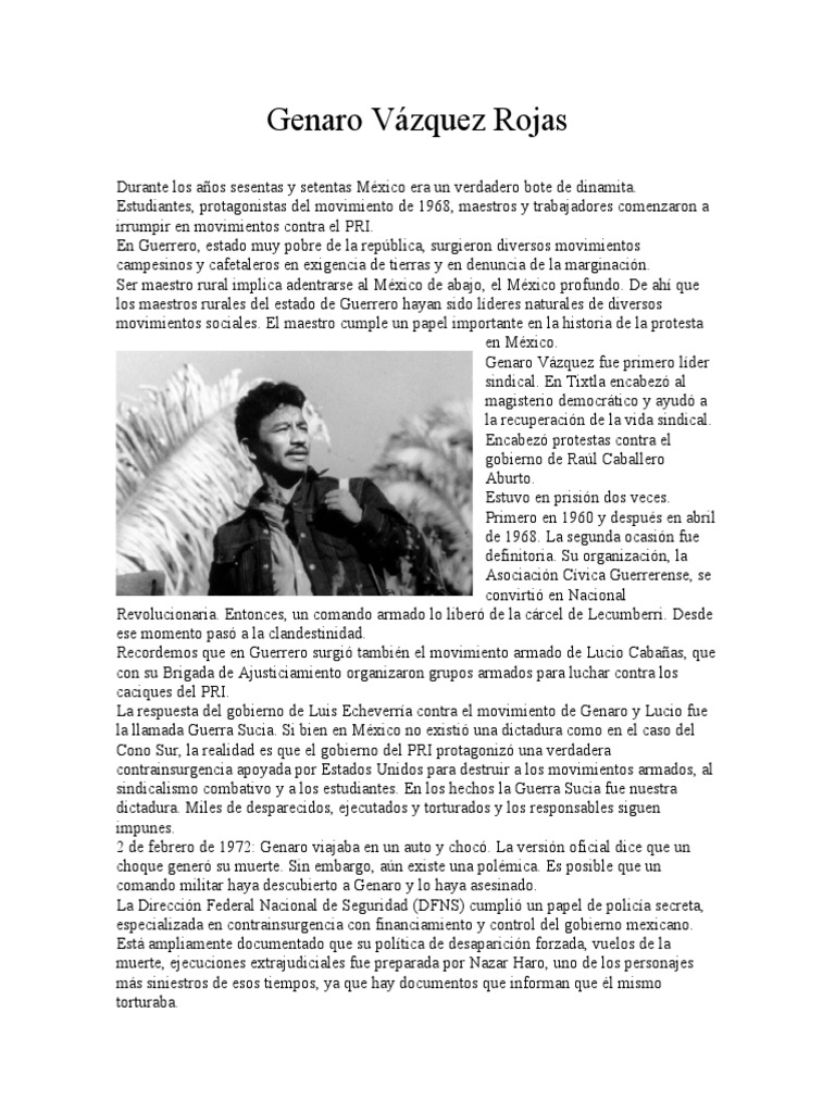 Biografía de Genaro Vázquez Rojas | PDF | Ciencias sociales | Historia