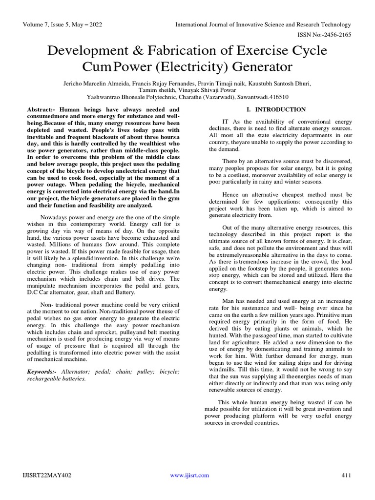 Exercise Cycle Electricity Generator | PDF | Electricity | Direct Current