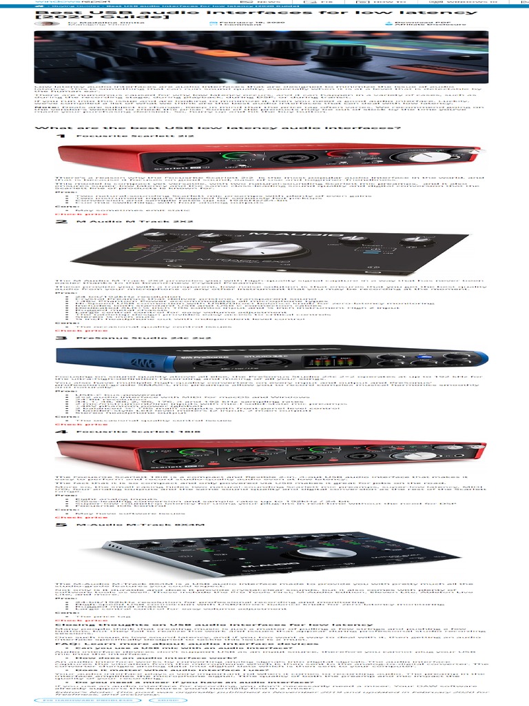 Best USB Audio Interfaces For Low Latency, 2020 Guide - February 2020 | PDF