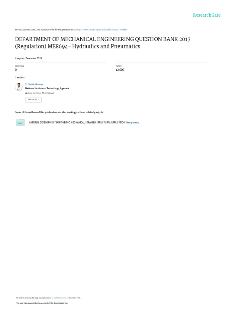 Department of Mechanical Engineering Question Bank 2017 (Regulation