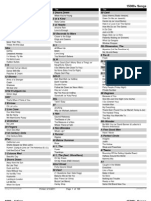 298px x 396px - Song List by Artist | PDF