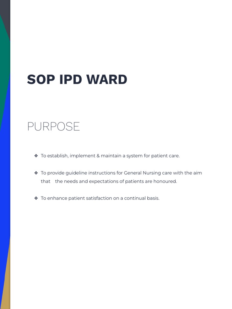 IPD Ward SOP for Nursing Staff | PDF | Patient | Nursing