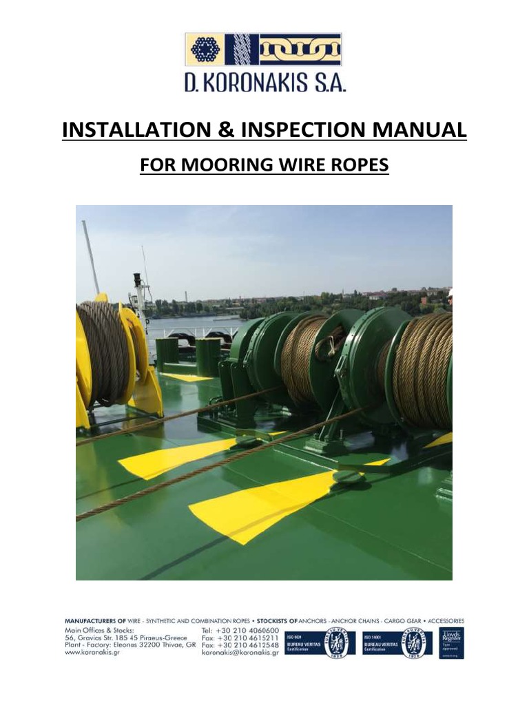 Wire Mooring Ropes - Inspection Manual, PDF, Rope