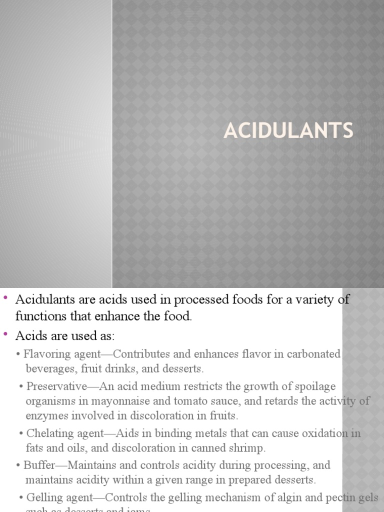 Understanding Food Acidulants | PDF | Phosphoric Acid | Fruit Preserves