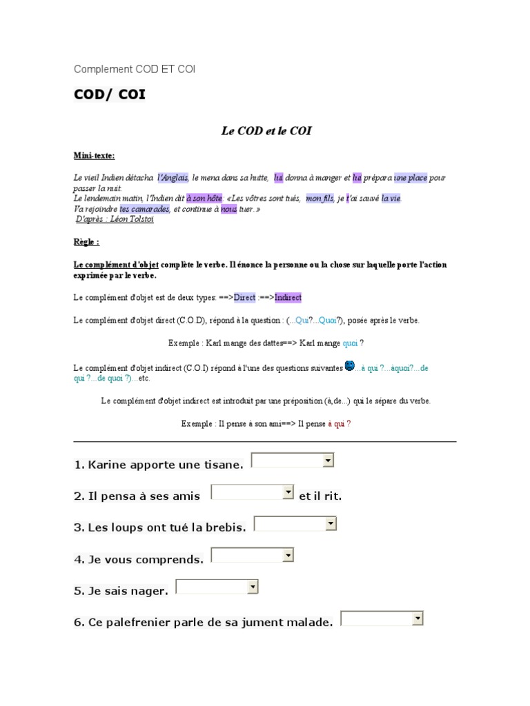 Nuevo - La Negation - lespronomsCODetCOI - Complement COD ET COI | PDF ...