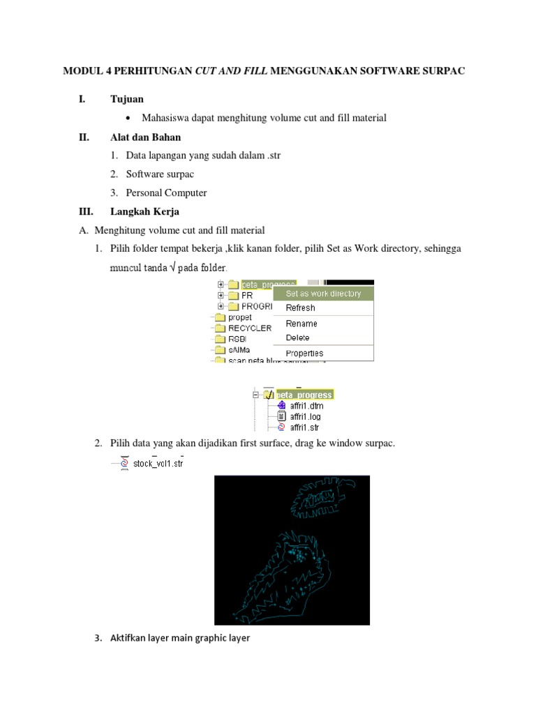 Modul 4 Perhitungan Cut and Fill Menggunakan Software Surpac | PDF