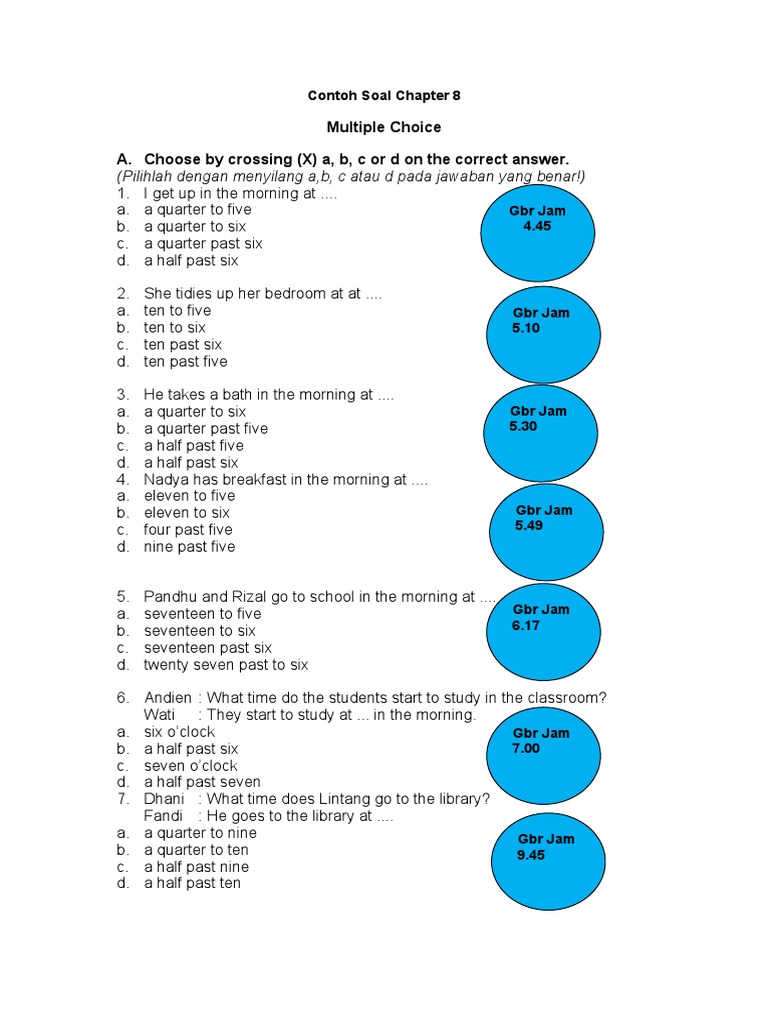 Soal Pilihan Ganda Aktivitas Sehari-hari | PDF | Dinner | Meal