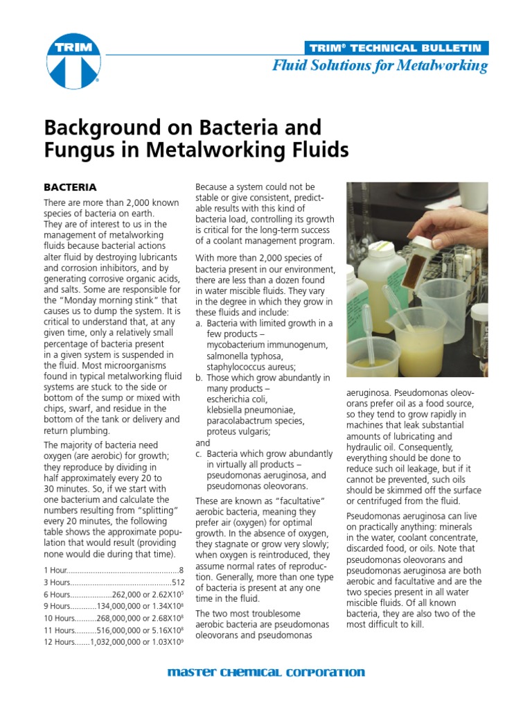 Background On Bacteria and Fungus in Metalworking Fluids Fluid