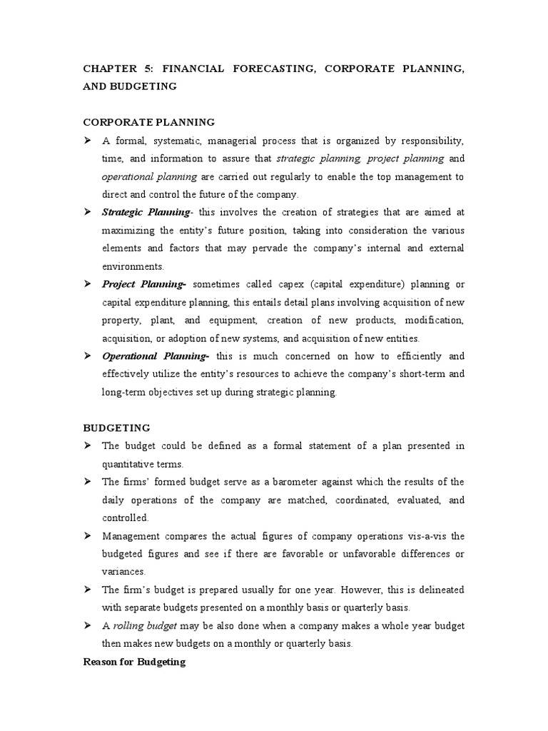 Corporate Budgeting and Forecasting Guide | PDF | Budget | Income Statement