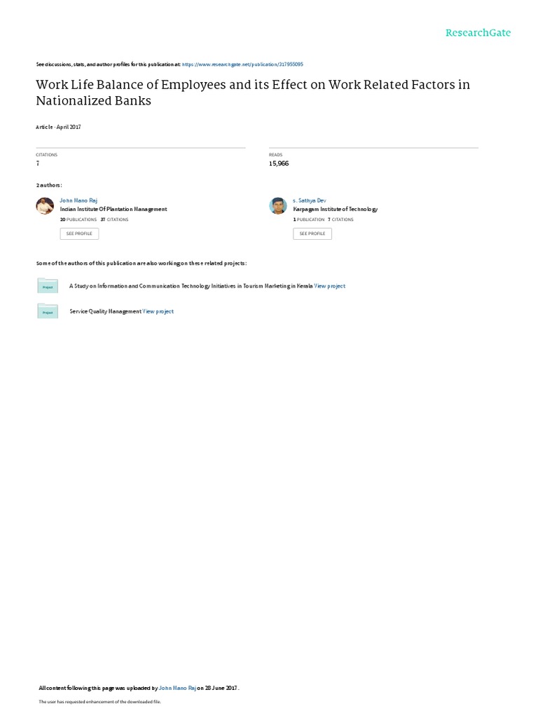 Work Life Balance of Employees and Its Effect On Work Related Factors ...