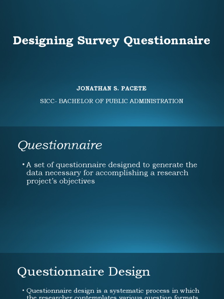 Effective Survey Questionnaire Design | PDF | Question | Questionnaire
