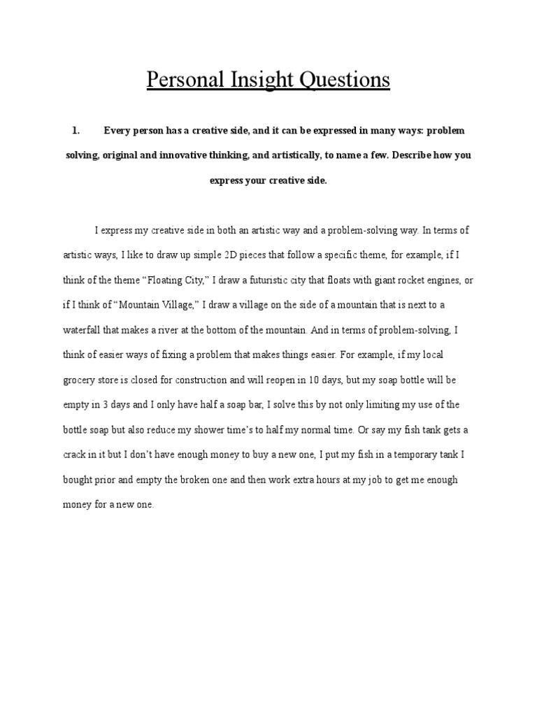 Personal Insight Questions | PDF