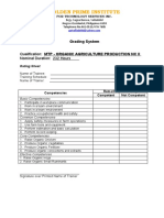 Golden Prime Institute Grading System for Organic Agriculture