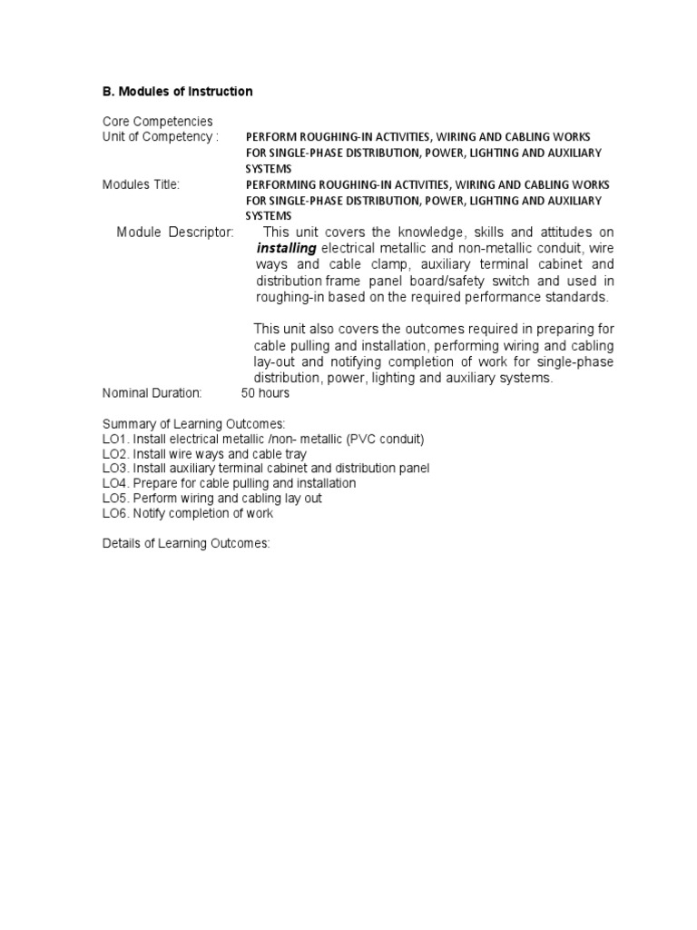EIM NC II: Wiring and Cabling Module | PDF | Electrical Wiring | Wire