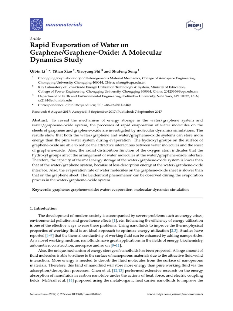 Rapid Evaporation of Water On Graphene/GrapheneOxide A Molecular
