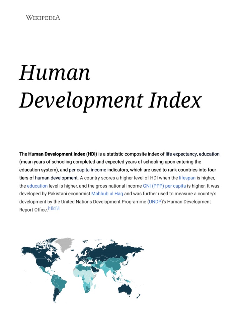 Human Development Index - Wikipedia | PDF | Human Development Index ...