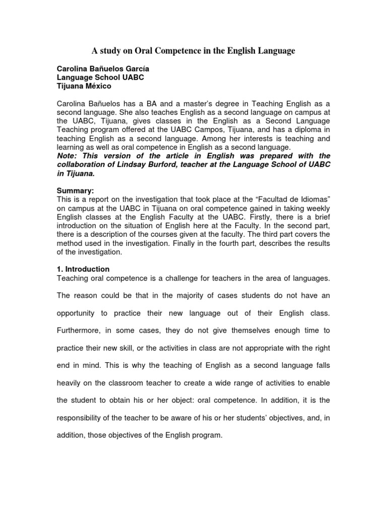 Enhancing Oral Competence in ESL | PDF | Reading Comprehension | Teachers