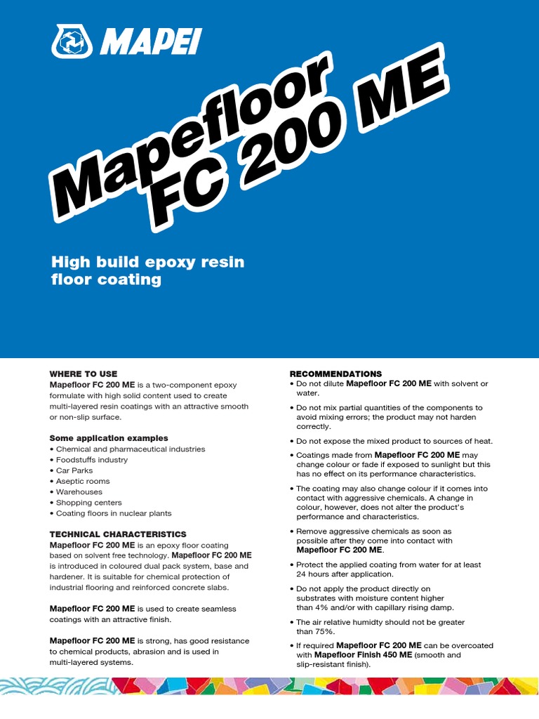 Mapefloor FC 200 ME: High Build Epoxy Resin Floor Coating | PDF | Epoxy ...