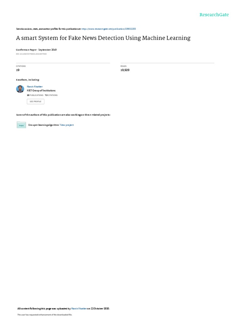 Smart Fake News Detection System | PDF | Statistical Classification ...