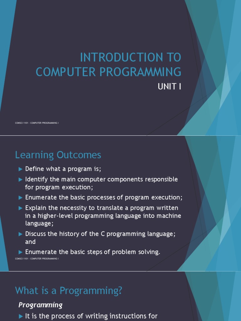 Introduction To Computer Programming: Unit I | PDF | Programming ...
