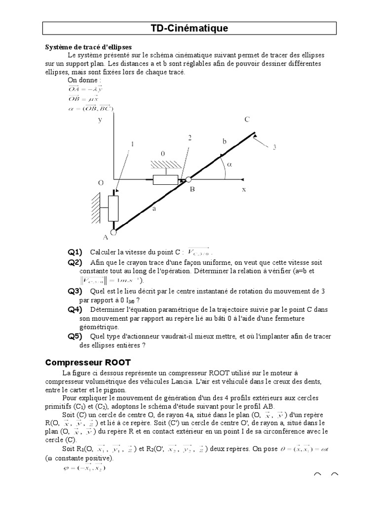 Cinématique et Mécanismes Avancés | PDF | Mouvement de rotation | Ellipse