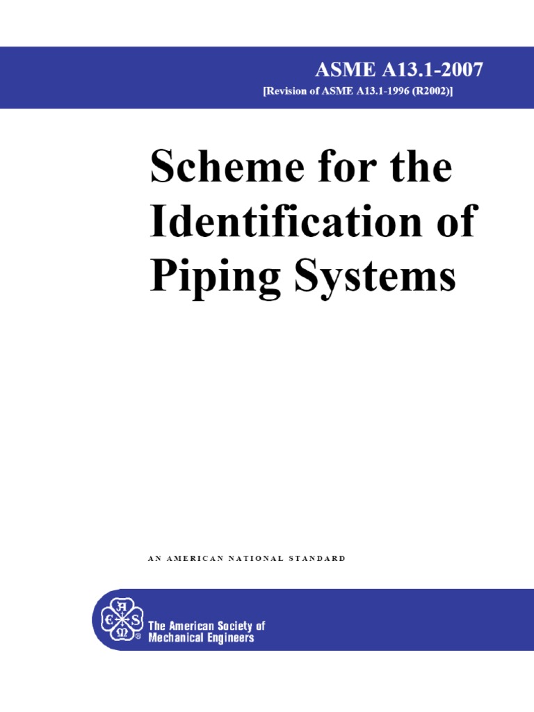 Asme a13 1 2007 scheme for the identification of piping systems pdf