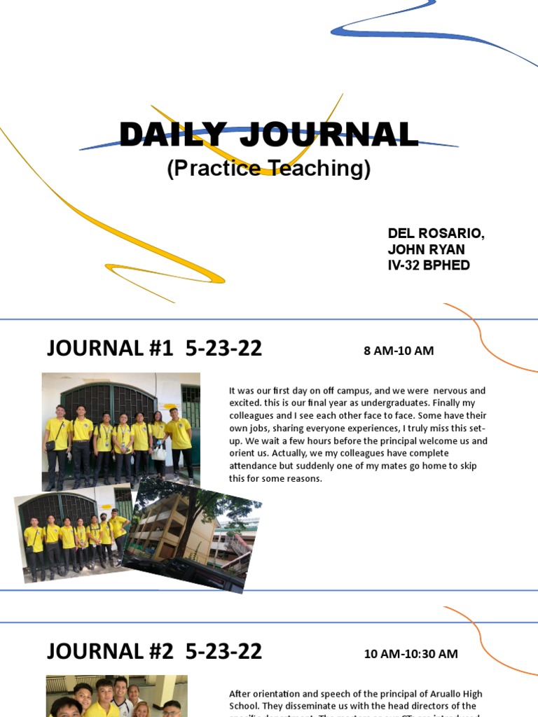 Practice Teaching Daily Journal Entries | PDF | Teachers | Lesson Plan