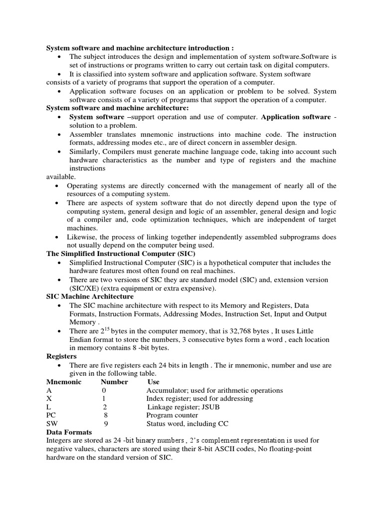 System Software and Machine Architecture Introduction2 | PDF | Assembly ...