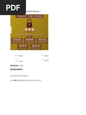 1.crack The Code & Unlock The Key ?: Answer: Explanation | PDF