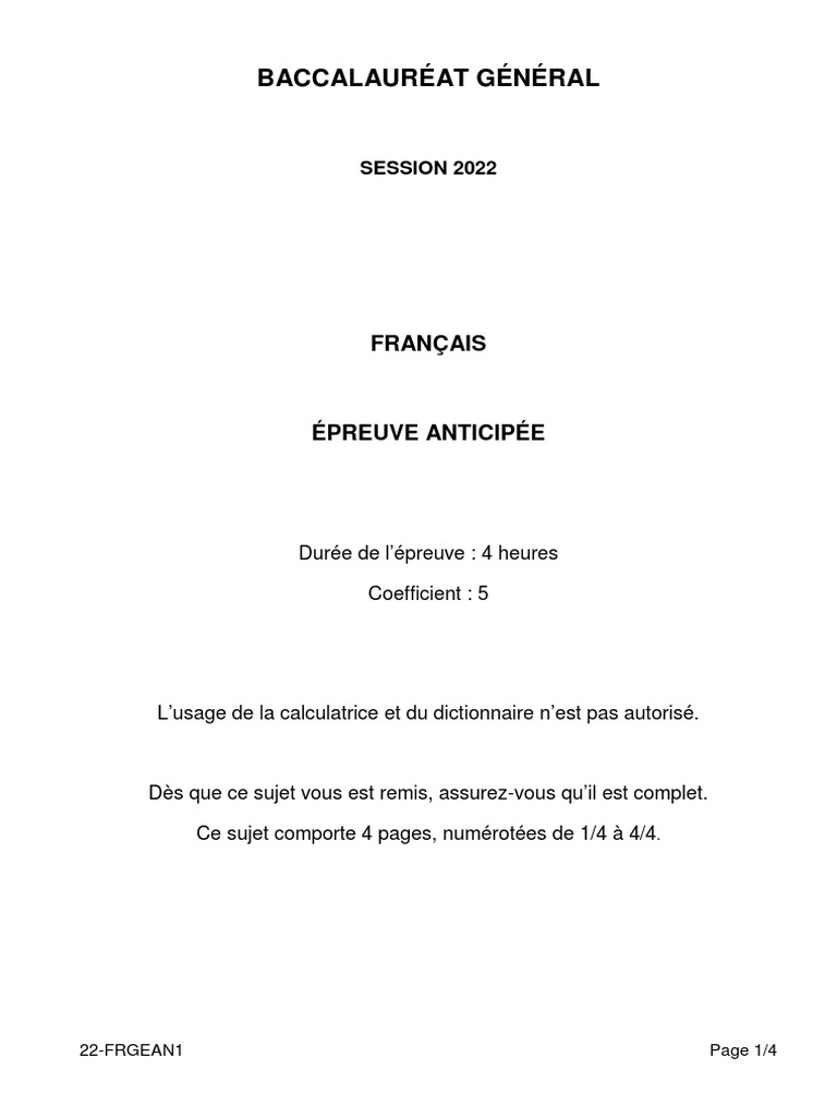 Textes Bac Français 2023 Pdf BAC Français 2022 Washington | PDF | Le Rouge et le Noir