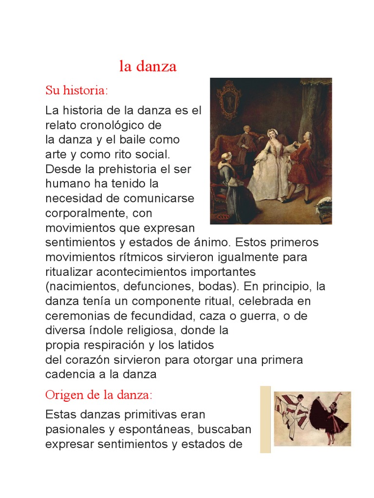 Historia y origen de la danza | PDF | Bailes | Las artes escénicas